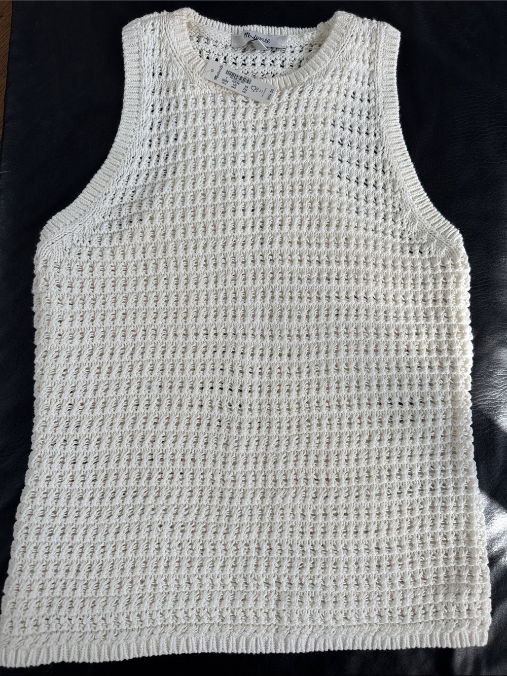 Madewell Cream Open-Weave Sleeveless Knit Tank
